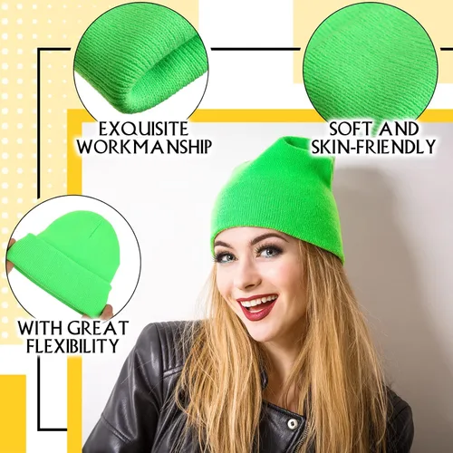 Vista 4 de Gorro de neón para hombre y mujer, unisex, de punto