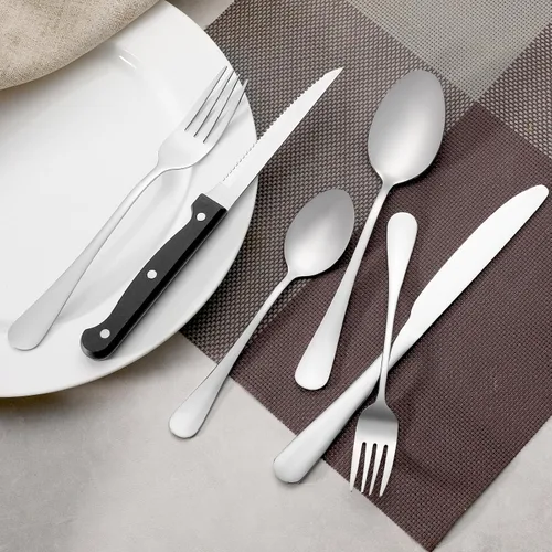 Vista 5 de Juego de 8 cucharaditas, cubiertos de cucharas de acero inoxidable de grado alimenticio, cucharas de té, cucharas de postre duraderas, cuchara