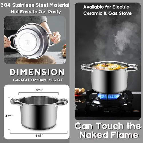 Vista 4 de Juego de olla de doble caldera, olla de fusión de chocolate de 600ml/0.5QT con olla de acero inoxidable 304 de 1.5QT, olla de fusión con espátula