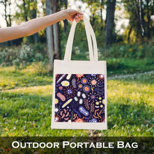 Vista 5 de LEVLO Bolsa de compras para bacterias de microbiología, ciencia, arte, biólogo, reutilizable, bolsa de mano, regalo para profesor