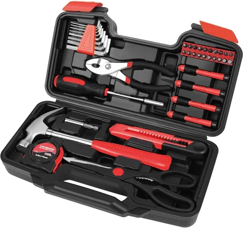 Vista 10 de Flexzion Kit de herramientas manuales de 39 piezas con estuche, kit de herramientas compacto para manitas, propietarios de viviendas, kit