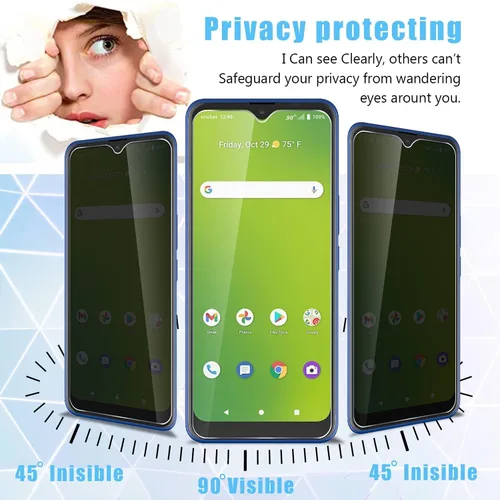 Vista 4 de [Paquete de 2 protectores de pantalla de privacidad AT&T Fusion 5G / AT&T Radiant Max 5G / Cricket Dream 5G / Cricket Innovate 5G (6.82 pulgadas)
