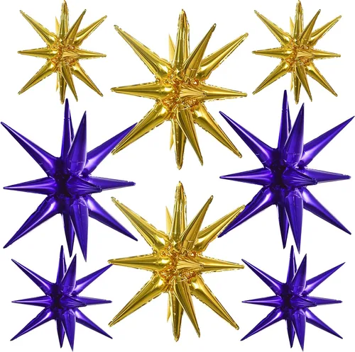 Vista 77 de TONIFUL 4 globos 4D enormes de estrella negra de 22 pulgadas, globos de aluminio de Mylar de estrella explosión para suministros de fiesta, telón