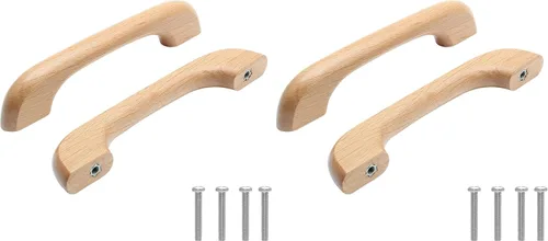 Vista 8 de Uenhoy 10 tiradores de madera natural para armarios y cajones de cocina, 5 pulgadas de largo, 3-3/4 pulgadas de espacio entre agujeros