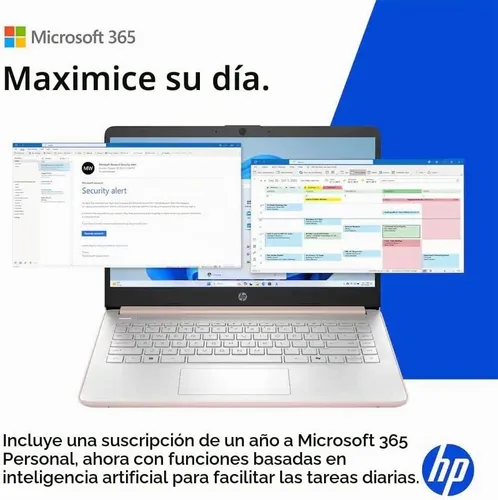Vista 7 de HP Computadora portátil de 14 pulgadas con Microsoft Office 365, 128 GB UFS, 4 GB de RAM, procesador Intel N150, Windows 11, hogar y oficina, oro