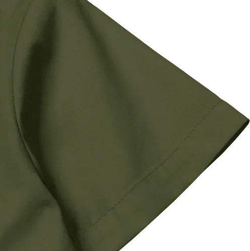 Vista 7 de JOGAL Camisas guayabera cubanas para niños de manga corta con botones, camisa casual de playa Verde militar