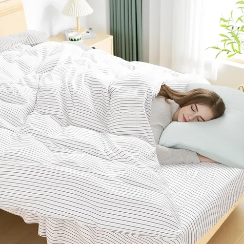 Vista 330 de NEXHOME PRO Funda de edredón Twin XL 100% algodón lavado, transpirable, duradera, texturizada, similar al lino, juego de ropa de cama para el hogar