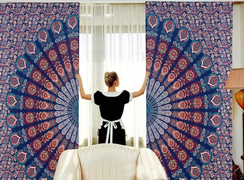 Vista 20 de Cortinas de ventana de mandala hippie indio, gitano, bohemio, sol, luna, hermosas cortinas para dormitorio, sala de estar, balcón, cenefa