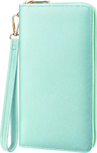 Vista 93 de Chelmon - Monedero para mujer de cuero genuino con bloqueo de señal RFID, para tarjetas de crédito