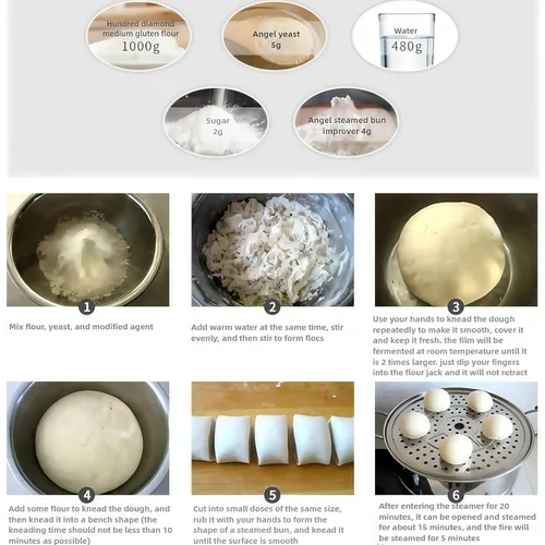 Vista 7 de Mejorador de bollos al vapor de ángel, baozi casero esponjoso, mejorado esponjoso, (para ser utilizado con levadura) 2.65 oz (0.53 oz* 5 paquetes)