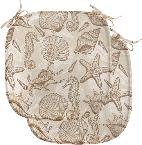 Vista 193 de Ambesonne Flamingo - Cojín de asiento para silla, diseño de fantasía exótica con elementos de vida silvestre hawaiana en colores pastel, acolchado