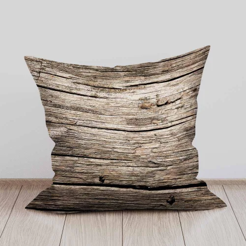 Vista 3 de Juego de 2 fundas de cojín cuadradas con textura de tablones de madera antigua, nostálgica, rústica, decorativa, para dormitorio, sala de estar