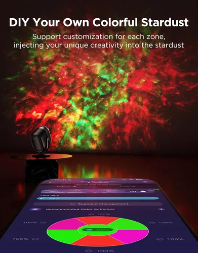 Vista 3 de Govee Luces de proyector de estrellas, efecto nebulosa colorida de 7 zonas, compatible con Matter, cobertura de 540 pies², luces de techo LED