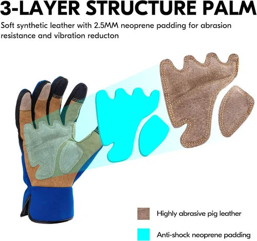 Vista 2 de Vgo... Guantes de trabajo de jardinería para hombres, a prueba de espinas Naranja