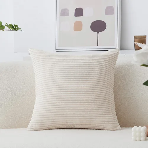 Vista 8 de Home Brilliant Funda de almohada de primavera de 18x18 pulgadas, funda de almohada de terciopelo a rayas para silla y sofá, funda de almohada
