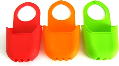 Vista 2 de Soporte de silicona para lavar platos Esponja para fregadero Fregadero Colgador superior Fregadero Soporte de cocina (naranja)