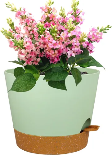Vista 17 de Meowell Macetas grandes de 12 pulgadas con riego automático para plantas de interior y exterior, macetas para flores con orificios de drenaje