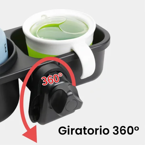 Vista 4 de Bandeja universal de aperitivos para cochecito con soporte para tazas, bandeja universal para bocadillos con soporte para tazas, accesorio para Azul