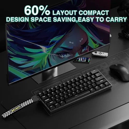 Vista 4 de Aula MINI60 HE Teclado inalámbrico para juegos 60%, teclado magnético de disparo rápido efecto Hall, sondeo de 8000 Hz, triple modo Negro