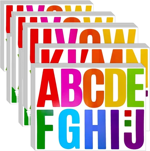 Vista 15 de Bemeol 340 piezas de 30 hojas de calcomanías de letras grandes de 4 pulgadas, autoadhesivas, letras del alfabeto, calcomanías para tablones de Negro