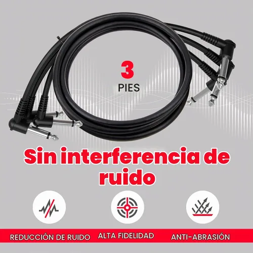 Vista 3 de Miracle Sound Cable de guitarra de 3 pies para efectos de pedalera con enchufe de ángulo recto, ideal para guitarra eléctrica y bajo, cable
