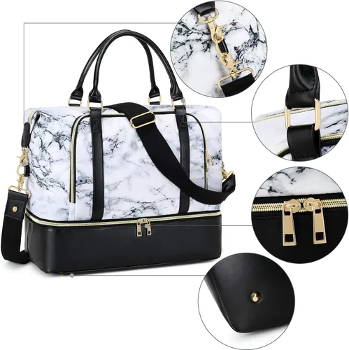 Vista 22 de CAMTOP - Bolsa de viaje de fin de semana para mujer, bolsa de lona con espacio para laptop de15.6 pulgadas