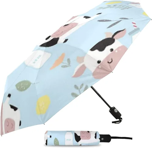 Vista 2 de WSSBK - Sombrilla de ocho huesos, totalmente automática, con diseño de hojas de flores, sombrilla plegable y portátil