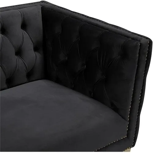 Vista 6 de Pemberly Row Sofá de terciopelo con acabado negro de galleta profunda moderna/contemporánea