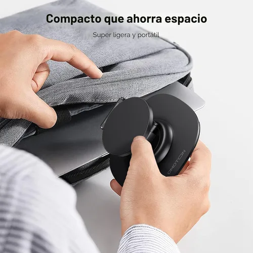 Vista 7 de OMOTON Soporte de Teléfono Magnético Giratório de 360° para Escritorio, Ajustable y Plegable de Aluminio para Soporte de Celular MagSafe con Base