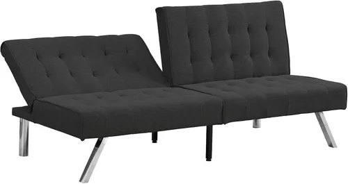 Vista 7 de Moderno sofá cama convertible futón/sofá cama sin brazos/sofá futón/sofá durmiente/3 ángulos ajustables espalda/sofá cama convertible (negro)