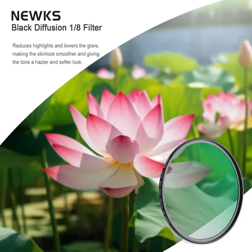 Vista 2 de NEWKS Filtro de difusión negra de 1/8 de 1/8, filtro de efecto cinematográfico de ensueño, ultra delgado, repelente al agua, resistente a