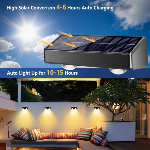 Vista 8 de Brizled Luces solares para valla al aire libre, paquete de 8 luces patrióticas para valla al aire libre, 9 colores y 11 modos RGBCW que cambian