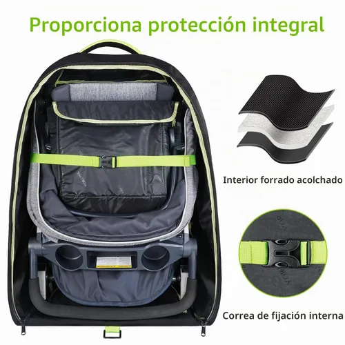 Vista 3 de YOREPEK Bolsa de viaje acolchada para cochecito con ruedas para avión