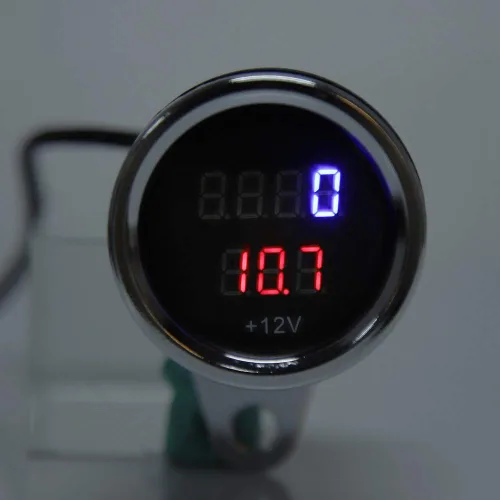 Vista 3 de Tacómetro electrónico, 2 en 1 motocicleta LED digital voltímetro tacómetro medidor de metal odómetro velocímetro