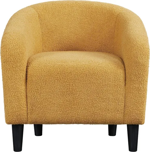 Vista 14 de Topeakmart Silla de barril, silla de acento de sherpa suave, silla auxiliar de club, estilo moderno, asiento profundo, sillón de barril para sala