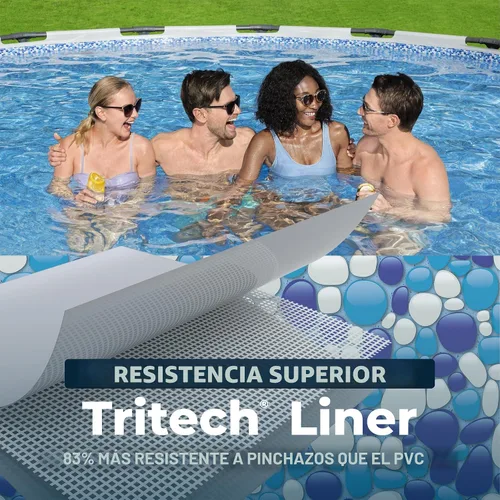 Vista 6 de Bestway Steel Pro MAX - Piscina sobre el suelo de 15 x 48 pulgadas, juego de piscina para exteriores con estructura de metal redondo con bomba