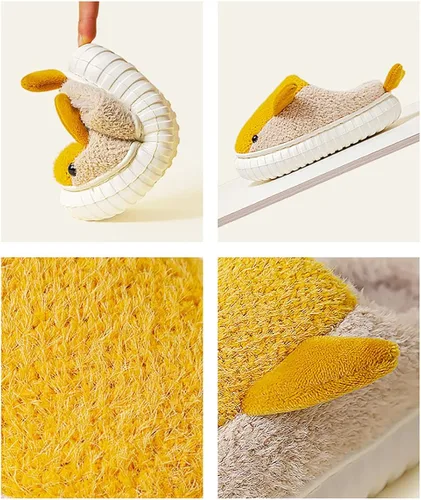Vista 6 de Cozomiz Pantuflas para niños y niñas, lindas pantuflas de delfín para invierno, con forro de piel sintética, cálidas, antideslizantes
