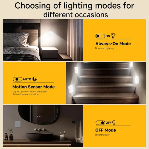 Vista 4 de Luz recargable con sensor de movimiento para interiores, luces de escalera recargables, lámpara de noche a batería, inalámbrica, se pega