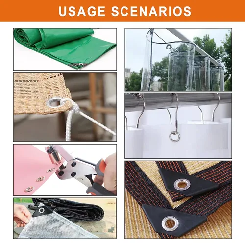 Vista 3 de Kit de herramientas para ojales, herramienta multiusos manual de mano, perforadora, alicates con arandelas de metal (1/4 de pulgada)