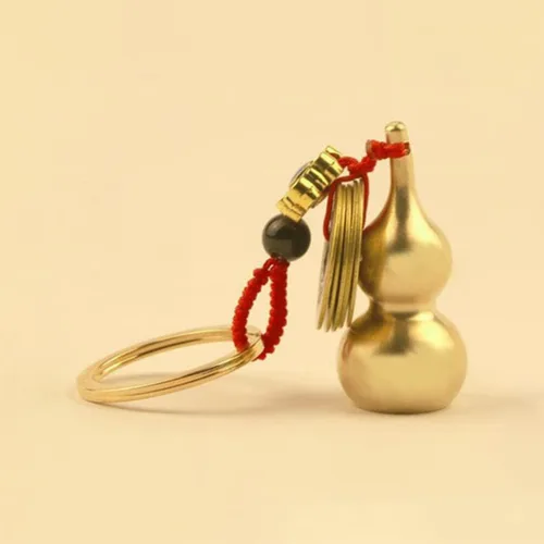 Vista 2 de Llavero chino de Wu con diseño de calabaza Wu Lu, 4 piezas, Feng Shui, moneda, llavero de calabash, colgante de calabash, llavero para buena suerte