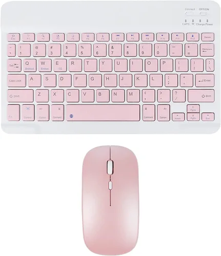 Vista 10 de Juego de teclado y mouse inalámbricos inalámbricos recargables con Bluetooth, teclado compacto y portátil ultrafino para Verde