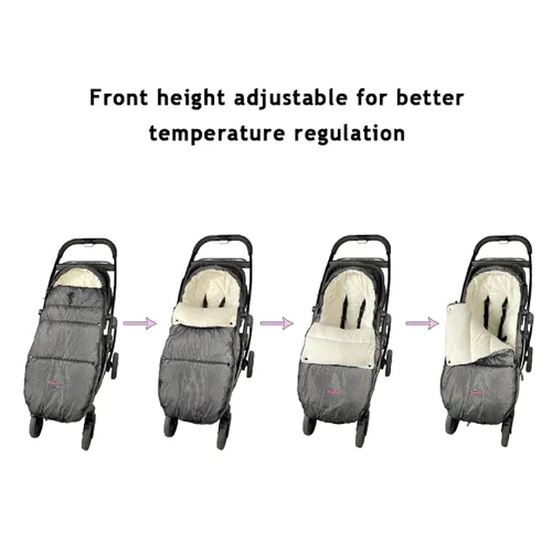 Vista 3 de Saco impermeable para cochecito de invierno, bolsa universal compatible con todos los cochecitos, relleno de algodón 3D para cochecito de niño Beige