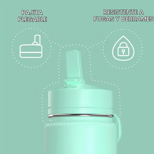Vista 3 de Hydrapeak Mini botella de agua de 20 onzas con tapa con popote, aislamiento de doble pared de acero inoxidable Botella a prueba de fugas y Alpine