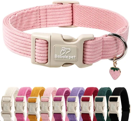 Vista 11 de Lindo Collar de Corduroy para Perro - Collar Ajustable Negro para Perros Pequeños de 4-10lbs, Resistente al Desvanecimiento con Cierre Seguro