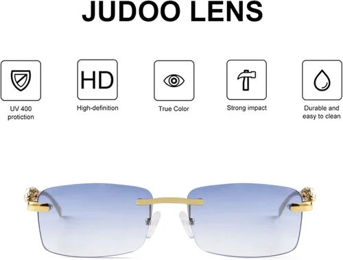 Vista 3 de JUDOO Retro Rimless Rectangle Sunglasses for Men Women Trendy Frameless Tinted Lens Eyewear