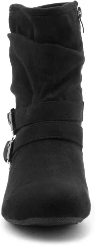 Vista 2 de Herstyle Lindell Botas de pantorrilla de tacón plano para mujer con cremallera lateral botines de tobillo