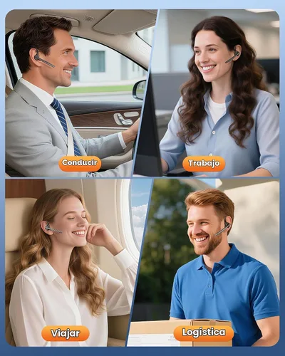 Vista 7 de New Bee Auriculares Bluetooth V5.1 72H Hablar Time Dual Mic con botón de silencio para negocios, auricular Bluetooth inalámbrico manos libres