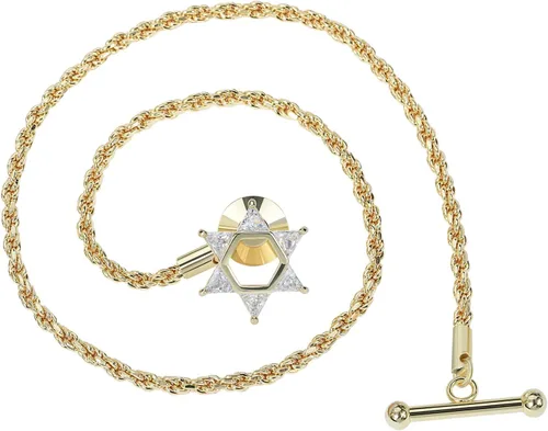Vista 7 de Broche de cadena de David con circonita cúbica para hombre
