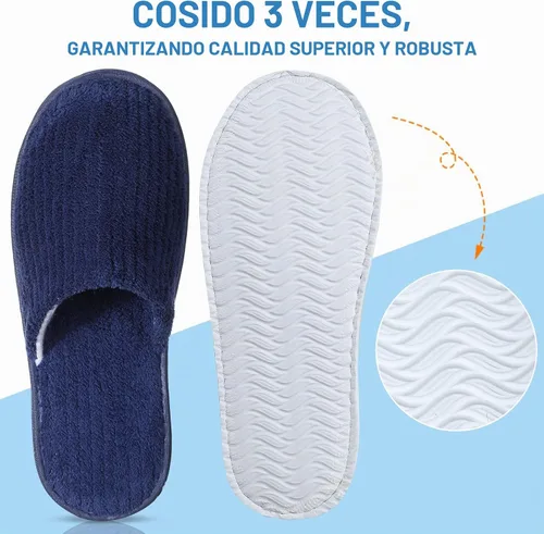 Vista 6 de Panitay 20 pares de pantuflas de spa reutilizables para invitados, lavables con triple capa de forro polar coral para el hogar, interiores, hoteles
