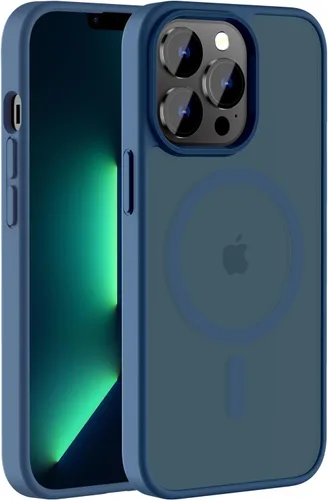 Vista 15 de Hualele - Funda magnética para iPhone 13 Pro, compatible con MagSafe, grado militar, a prueba de caídas, translúcida mate, parte trasera dura, borde
